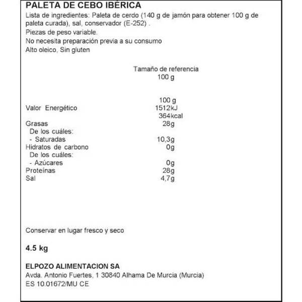 Lot Épaule Ibérique Cebo 50% de Race 5-5.5 kg Morato