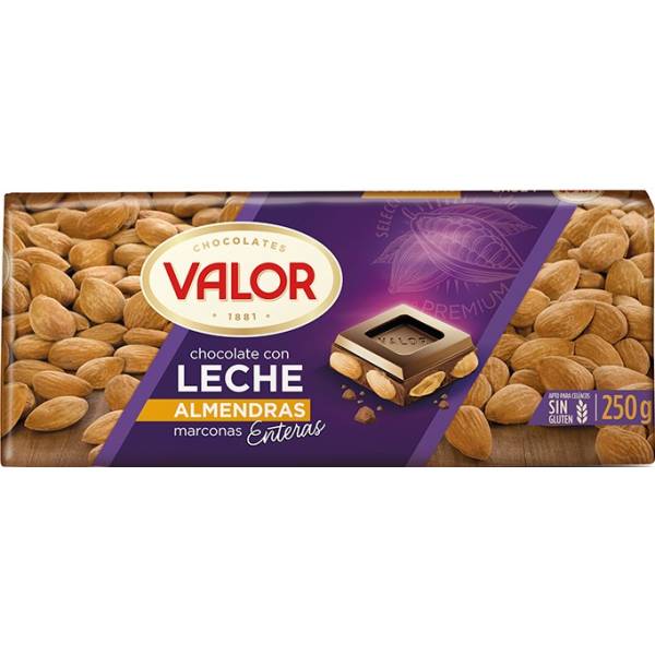 Milk chocolate with almonds VALOR 250g.
