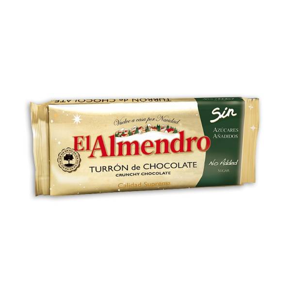 TURRÓN DE CHOCOLATE CRUJIENTE SIN AZÚCAR “EL ALMENDRO” (200 G)