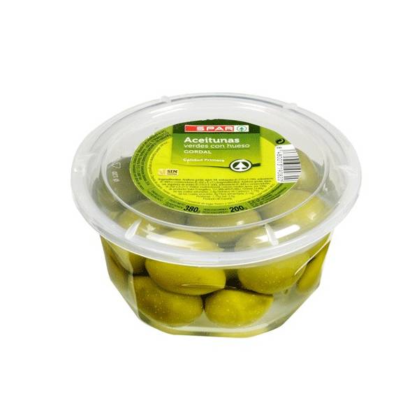 Green olives Gordal with pit Spar 380g.