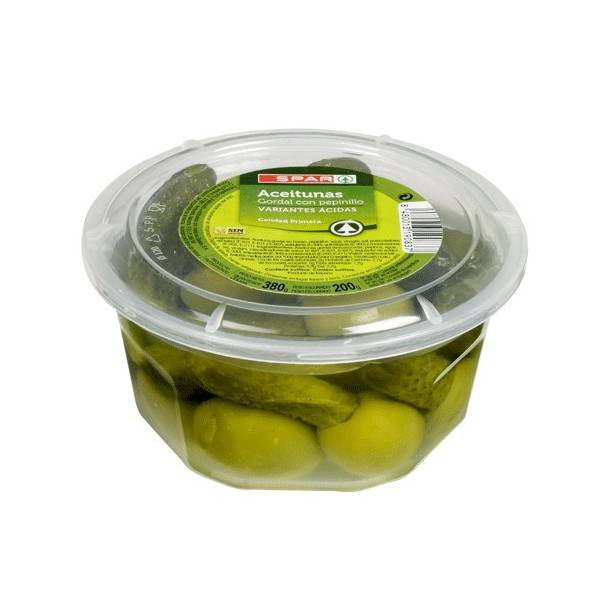 Gordal olives stuffed with gherkins Spar 380g.