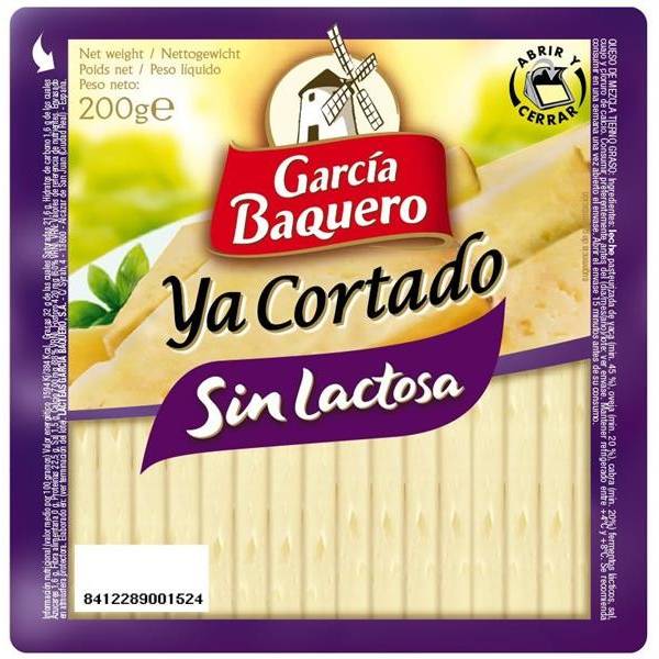 Sliced cheese without lactose GARCIA BAQUERO 200g.