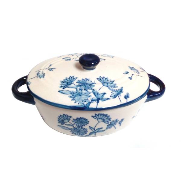 OVAL CAZUELA WITH BLUE DETAIL 17X10 CM OVAL CAZUELA WITH BLUE DETAIL 17X10 CM