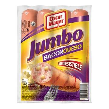 Saucisses Jumbo bacon et fromage OSCAR MAYER 335g.