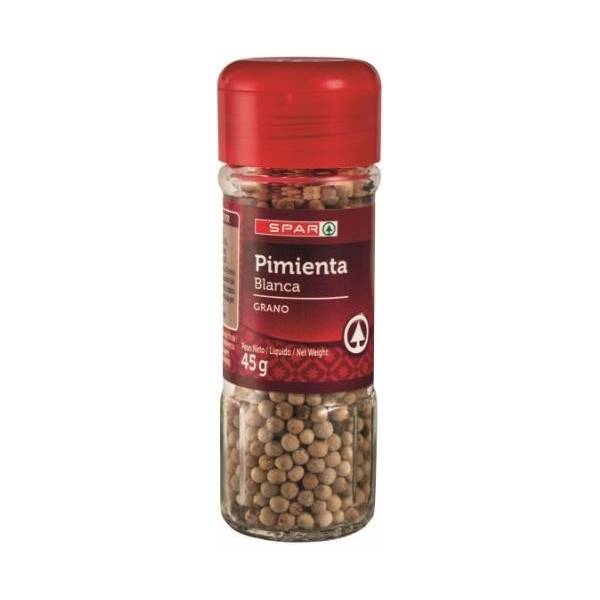 Pimienta blanca en grano Spar 45g. Pimienta blanca en grano Spar 45g.
