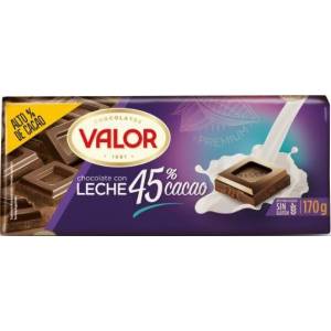 Chocolate con leche 45% cacao VALOR 170g.