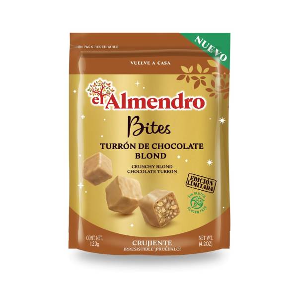 CRUNCHY BLOND CHOCOLATE NOUGAT BITES 120G EL ALMENDRO
