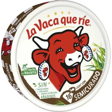 Light melted cheese with semi-cured cheese in portions LA VACA QUE RIE 16 units 250g.