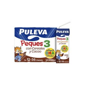 PULEVA PEQUES 3 CON CEREALES Y CACAO PACK DE 3X200 ML, 600ML