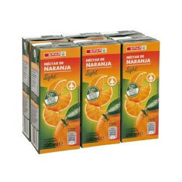 Néctar de naranja light Spar 6x200ml.