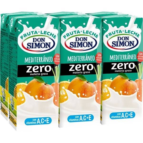 Fruta leche Mediterráneo zero materia grasa DON SIMON 6x200ml.