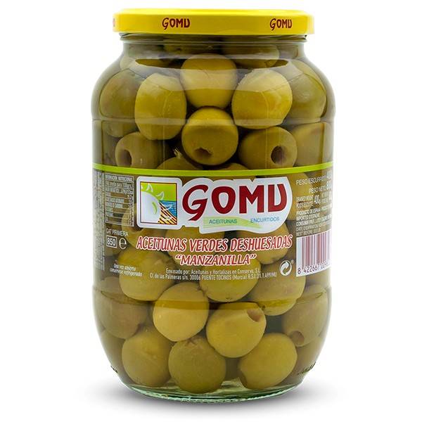 Pitted Manzanilla olives GOMU 800g.