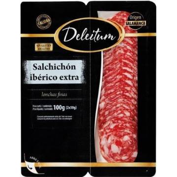 Salchichón Ibérico extra loncheado DELEITUM 2x50g.
