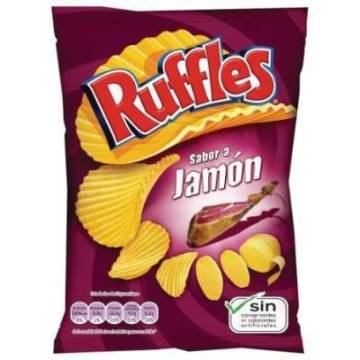 Waved chips with ham flavour RUFFLES 150g.