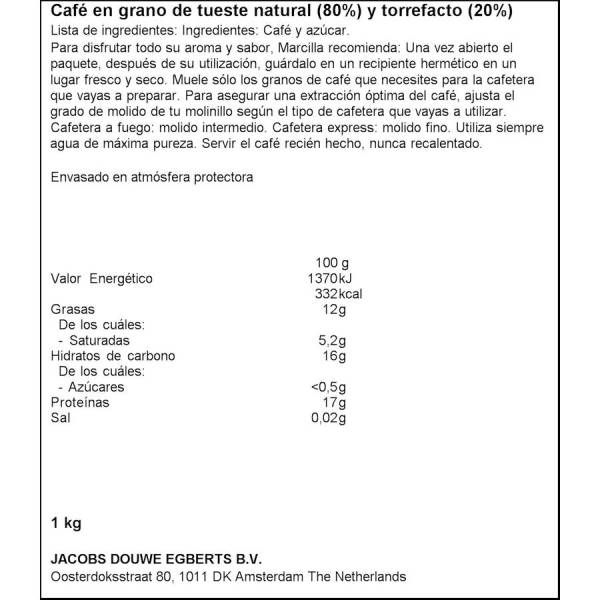 Café grano mezcla Marcilla 1 kg. - Tráeme de España